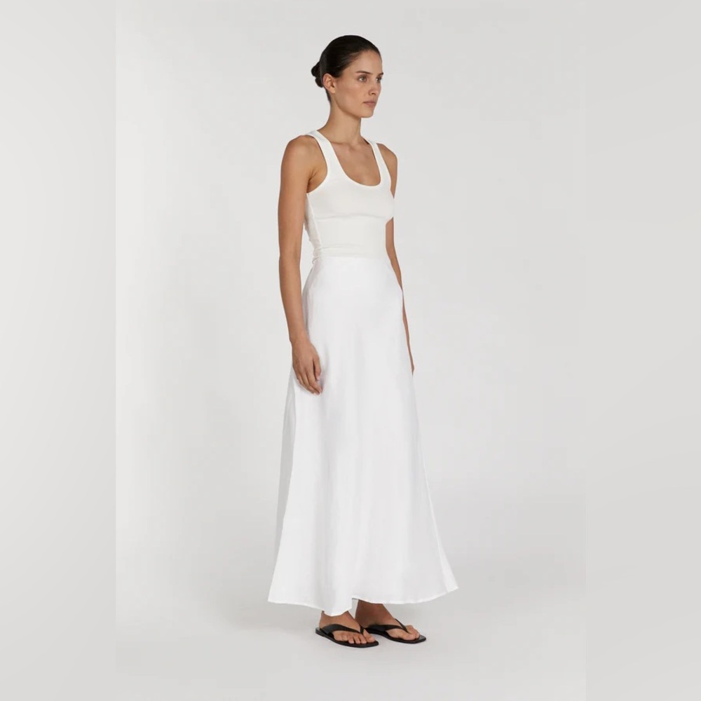 DISSH SYRAH WHITE LINEN SKIRT